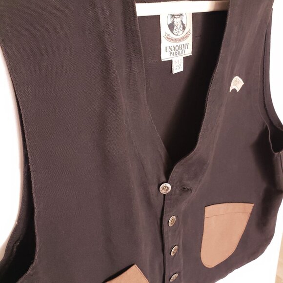 USA Army Paragon Military Black Button Down V Neck Pockets Demin Vest Medium - Picture 15 of 16